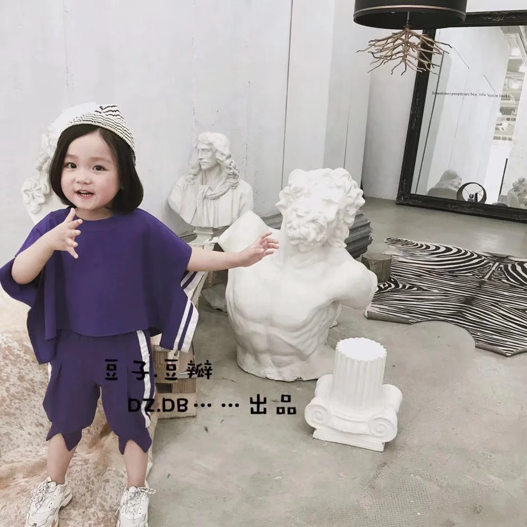 Летняя Новинка 2018 г. костюмы для девочек летние молодые-Стиль Лето с коротким