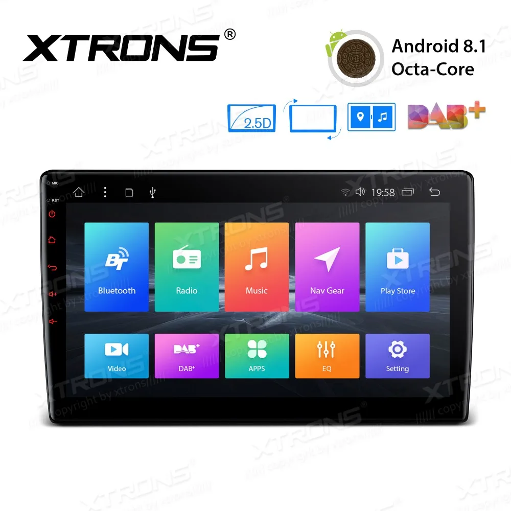 XTRONS 10 1 &quotAndroid 8 Восьмиядерный радио 32 Гб вращающаяся Лицевая панель 2.5D изогнутый