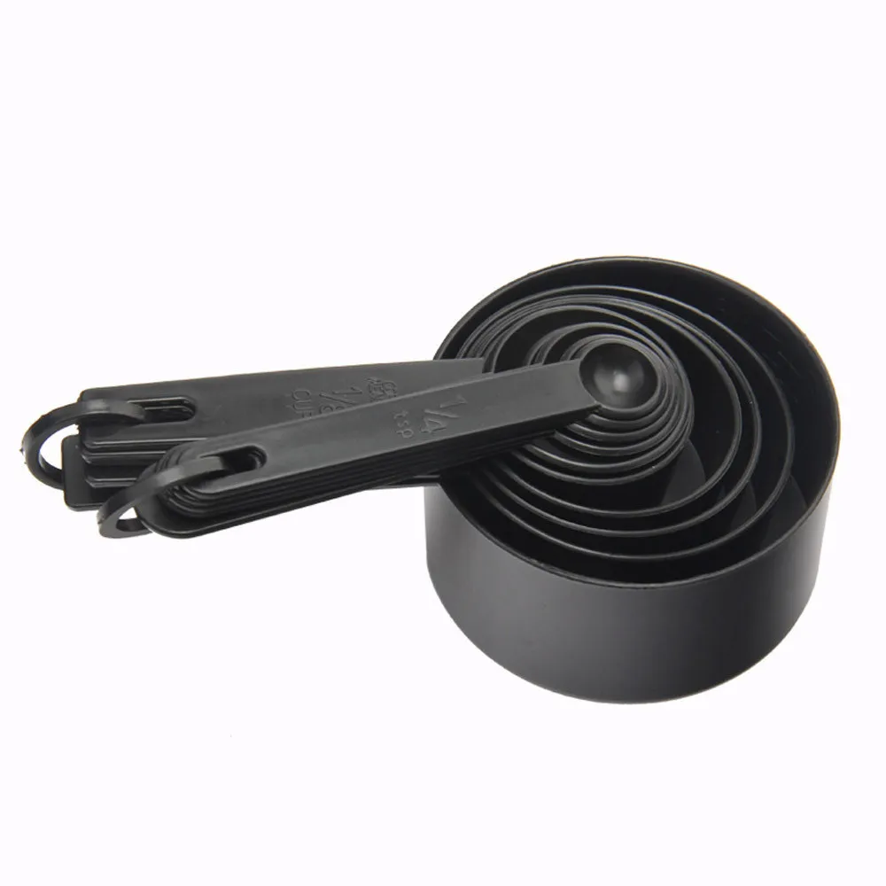 10Pcs Black Plastic Measuring Spoons Cups Set Tools Measure For Baking Coffee Kitchen Accessories SA65 | Дом и сад
