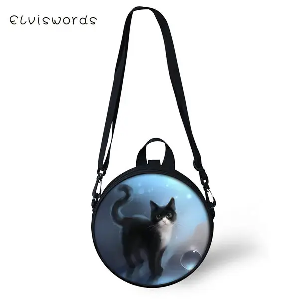 CDWX1140I ELVISWORDS Women Round Shape Crossbody Bags Dreamastic Cats Prints Cute Girls Small Purses Kawaii Pattern Women Shoulder Bags - Цвет: CDWX1140I