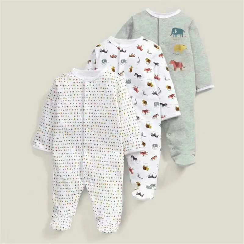 Baby Footies with Button Closure 100% Cotton Girl/Boy Footie Sleepwear Pajamas 0-12 Months 3 Pack | Детская одежда и обувь