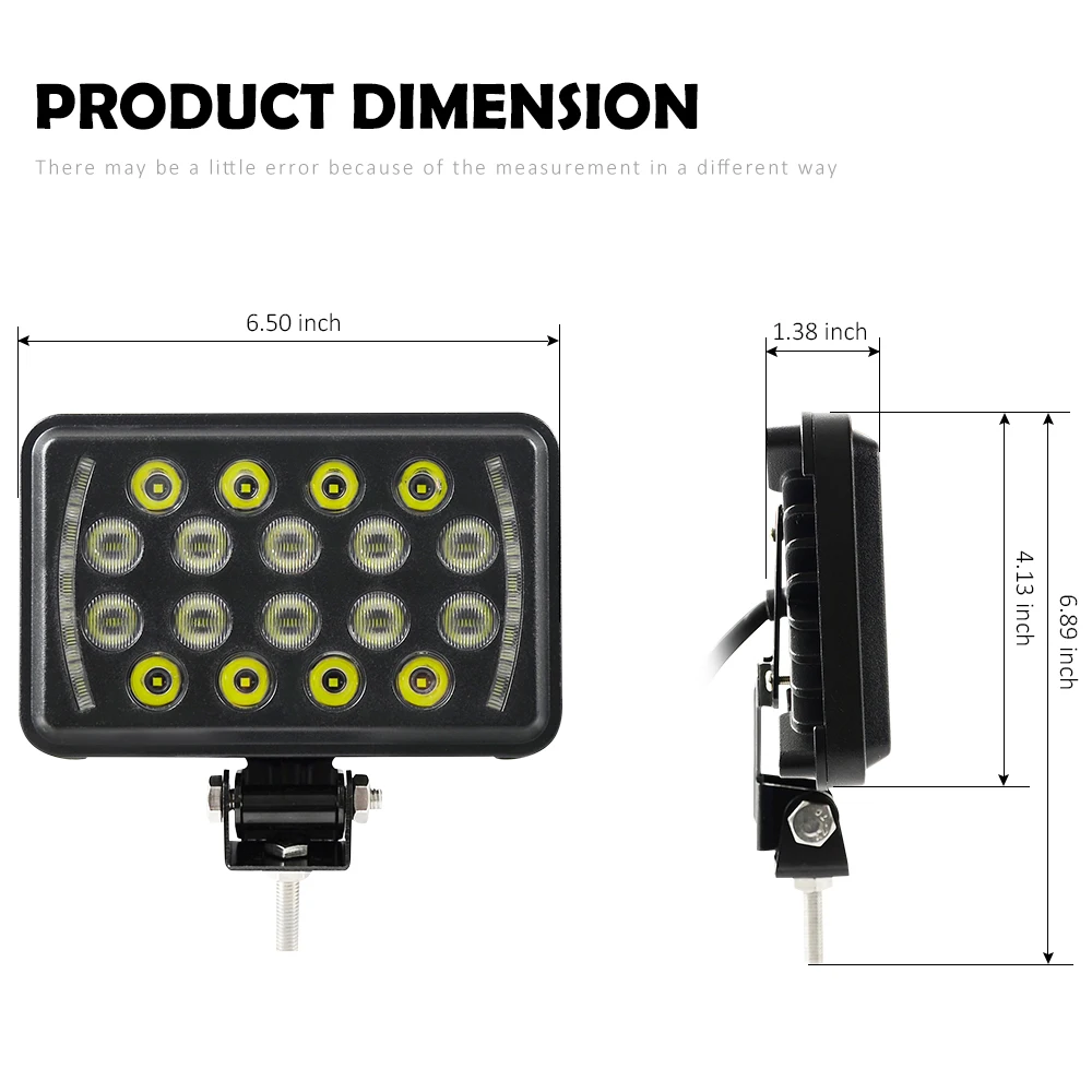 

WINING 54W 4.5 inch LED Work Light Flood Driving Lamp for Car Truck Trailer SUV Offroads Boat 12V 24V 4WD