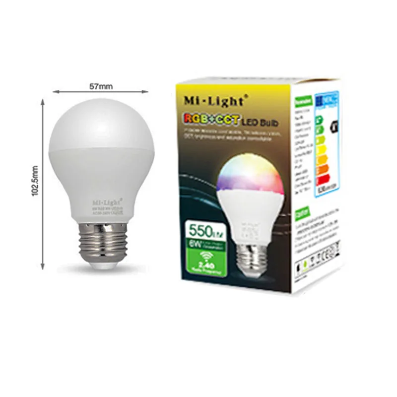 

FUT014 E27 6W RGB+CCT led bulb Mi Light lamp smart mobile phone APP WIFI AC85V-265V led light white warm Dimmable Lampada Light