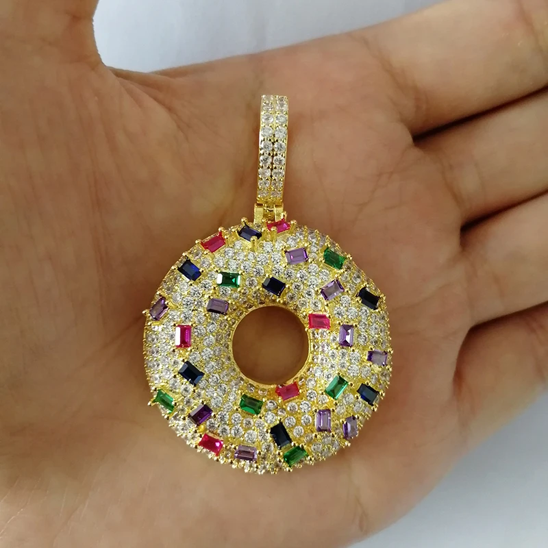 Мужская цепочка подвеска Missfox разноцветное ожерелье пончик в стиле хип хоп