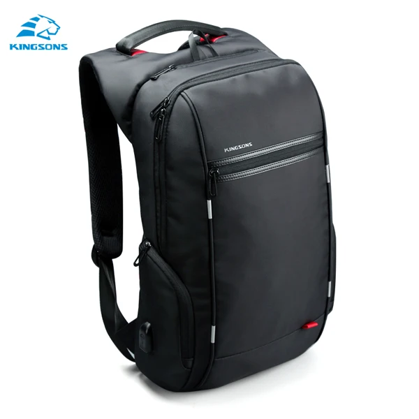 Kingsons 1" 17" рюкзак для ноутбука с внешним зарядным устройством USB, мужской компьютерный рюкзаки Анти-кражи Водонепроницаемый сумки для Для мужчин Для женщин - Цвет: Model B Black