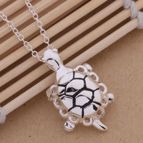 Ожерелье серебряного цвета с подвеской в виде морской черепахи|silver necklace|silver necklace