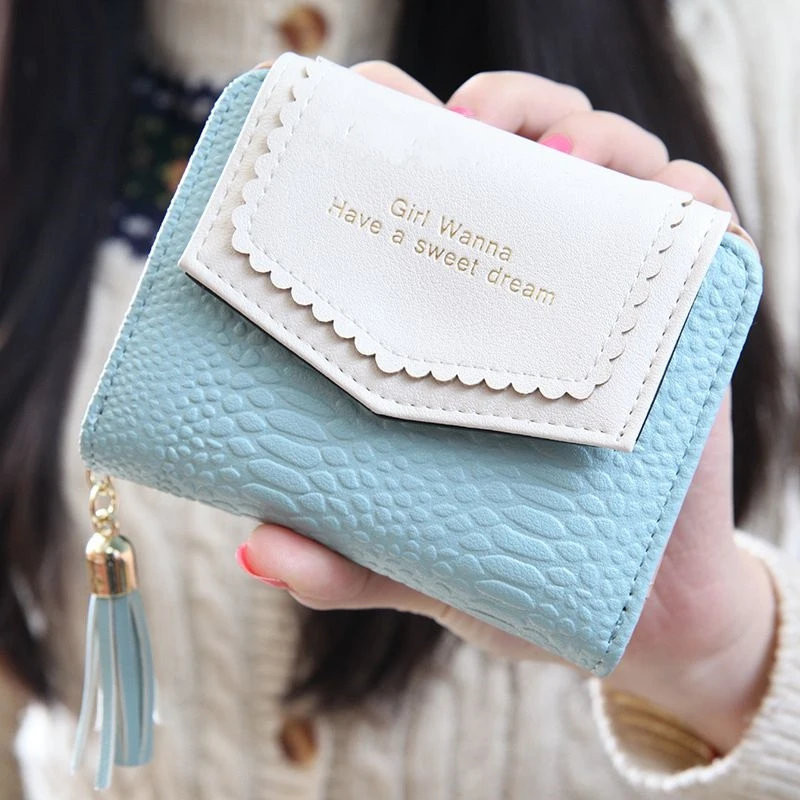 

longmiao Small Leather Wallets Solid Vintage Matte Women Wallet Fashion Female Purse Carteras Mujer Femininas Short Wallet Purse