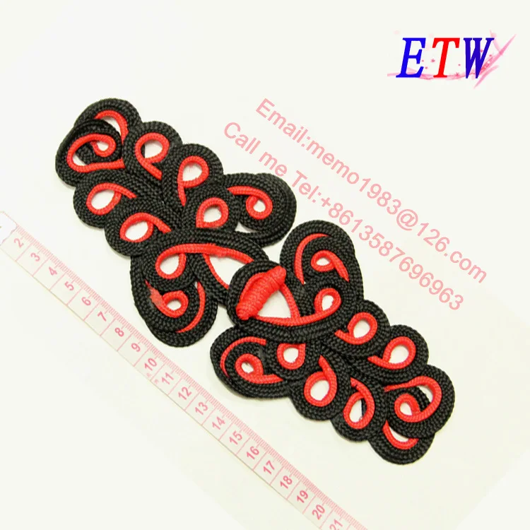 

Free shipping Bag black China knot button 20-23cm 5 pcs Big quantity big discount Black with red