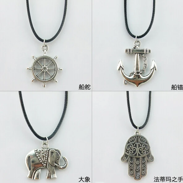 Бесплатная доставка 2 шт. оптовая продажа Личность сплава кулон кожаный шнур