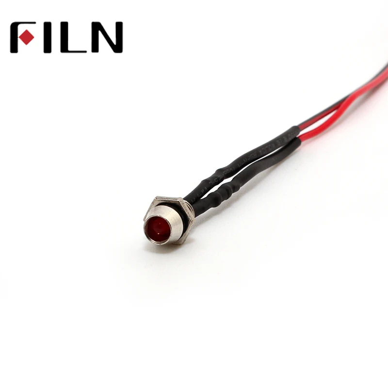 FILN 50pcs Led light pilot lamp pre-wired effects 5V 12V 24V 220V LED 8mm signal indicator led with 20cm wire |