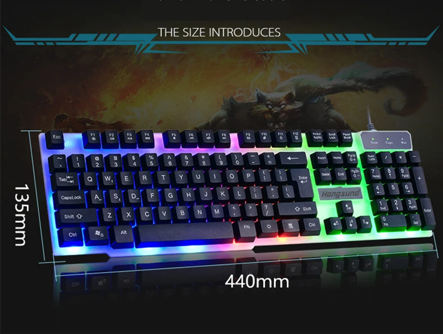 7 цветов подсветка игровая клавиатура геймер Teclado игровая Проводная USB клавиатура с подобным механическим ощущением плавающий светодиодный с подсветкой