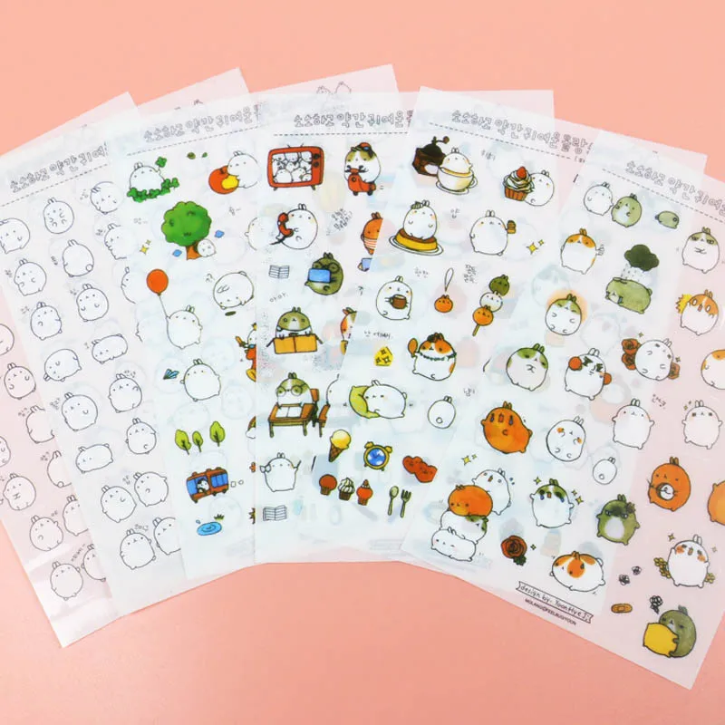 Joylong 6Pcs Cute Stickers Scrapbooking Cartoon Potato Rabbit Bts Sticker Book DIY Toys For Children Journal Album Decoration | Игрушки и
