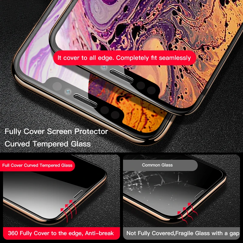 WHATIF 9D протектор экрана из закаленного стекла для iPhone X Xs Max XR 6 7 8 plus переднее стекло