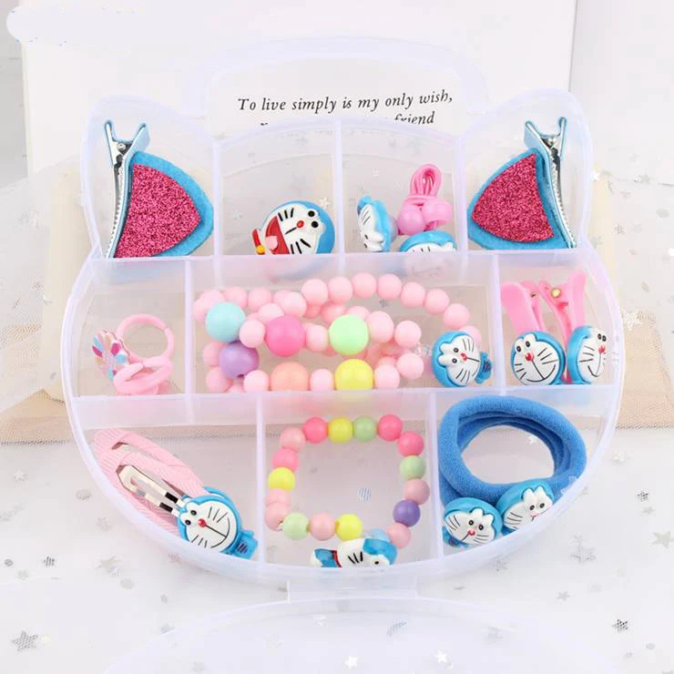 Doraemon series 12 шт. Минни Мышь рисунок «Hello Kitty» заколки для волос, волосы ленты серьги браслет Цепочки и ожерелья весь Ювелирные наборы для девочек - Цвет: Doraemon series