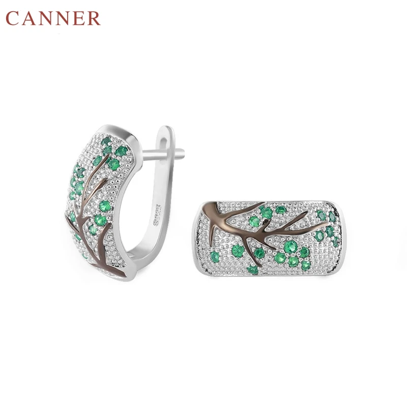 Exquisite Tree Branch Flower Earrings for Women Silver Color Micro Zircon Clip On 2019 Female Jewelry Party Earings C30 | Украшения и