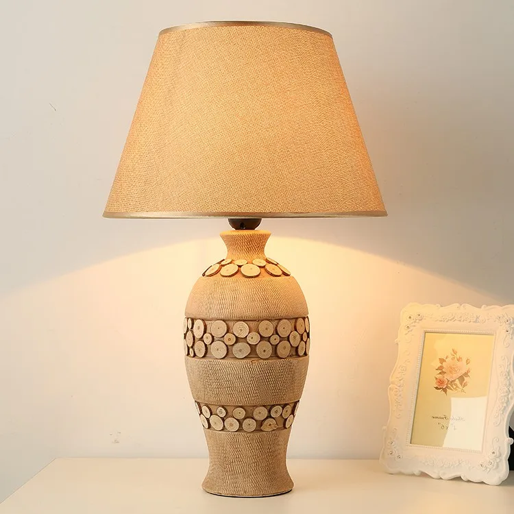 Ручной работы деревянная прикроватная лампа для спальни керамическая сада
