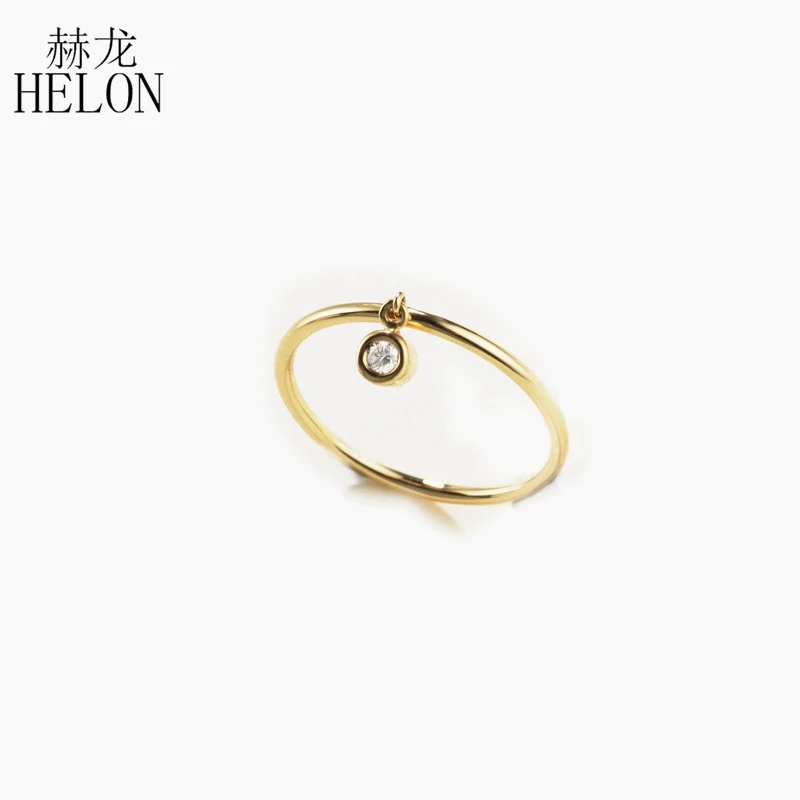HELON Solid 14k желтое золото круглый SI/H 0.06ct натуральные Алмазы обручальные Обручальные кольца женские юбилейные вечерние ювелирные изделия