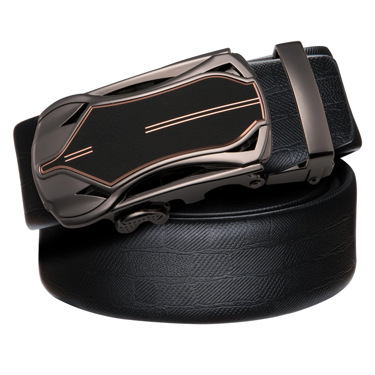 Hi-Tie Fashion Men Belt Black Leather Automatic Buckle for 3.5cm Wide Casual Designer Male Jeans EA-0038 | Аксессуары для одежды