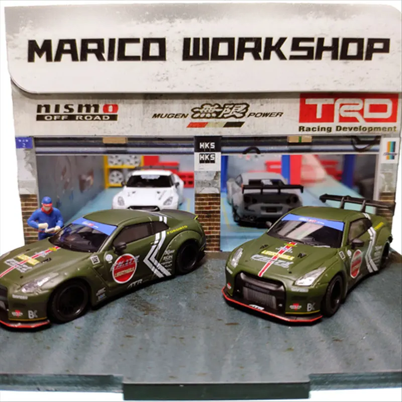 1: 64 масштаб Diorama маленький мальчик за окном парковка металлическая автомойка магазин дисплей коробка Смолы Рисунок сцена модель игрушки