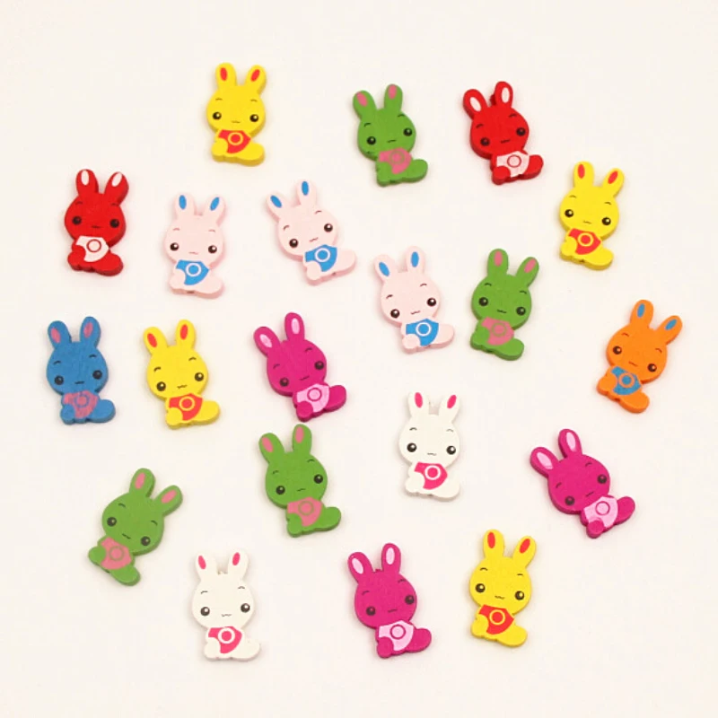 Handmade 50pcs 30X18mm Animal Wooden Beads Cute Rabbit Pattern Spacer Wood for jewelry Making DIY Rattle Pacifier Clip | Украшения и