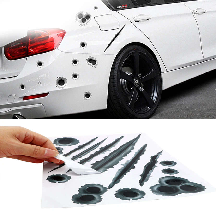 Стикеры 3D для автостайлинга пулевое отверстие Renault Megane 2 Captur Clio Ford Focus 3 Kuga Mustang Lifan