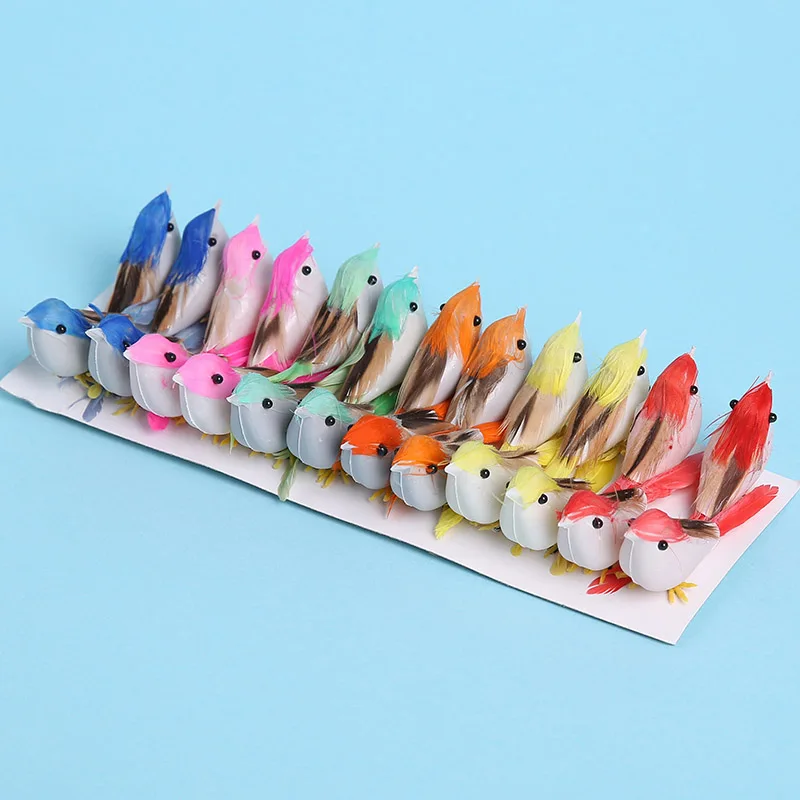 Multicolor 24 шт. искусственные перья птица Рождественская елка Декор Ремесло Свадебные голуби орнамент птица украшение - Цвет: Multicolor