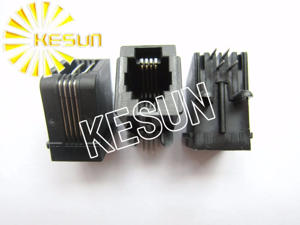Бесплатная доставка 20 шт x RJ11 57 4P4C L правый угол PCB телефон модульный разъем