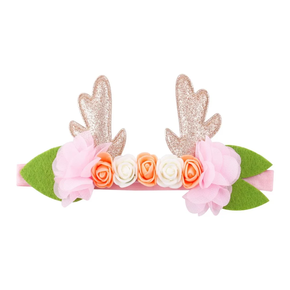 Повязка на голову с рогами кроликом/кошачьими ушками повязки Цветочная корона