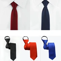 new pre tied neck tie mens skinny zipper ties red black blue solid color slim narrow bridegroom party dress necktie