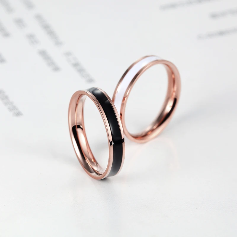 Женское кольцо с эмалью Anillo Bijou из нержавеющей стали цвета розового золота