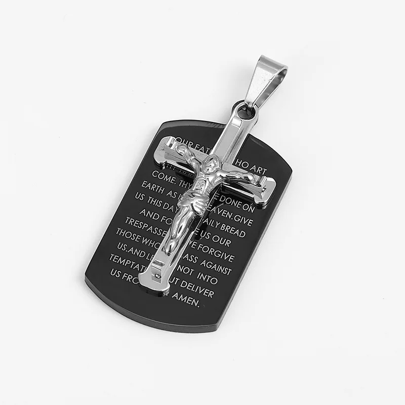 

Stainless Steel Jesus Cross Scripture Pendant Christianity Catholic