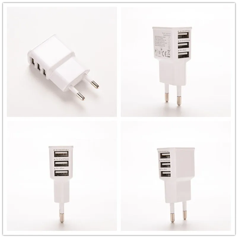 1 шт. для iPhone 6 5S 5 4S Samsung Galaxy S5 S6 S7 3 порта USB адаптер питания В 2A EU мульти зарядное
