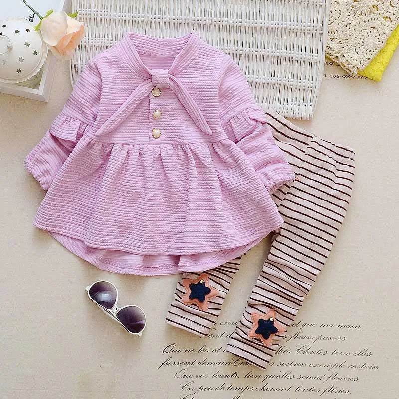 2020 Spring Cute New kids clothes girl baby long cotton casual suits clothing retail children Free shipping Baby | Детская одежда и