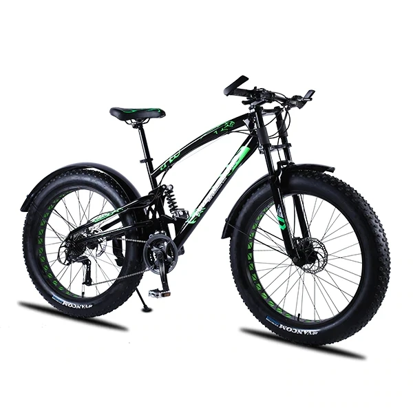 27-speed black green Love Freedom высококачественный велосипед 21 скорость 26*4,0 Fat Bike передние и задние амортизаторы двойные дисковые велосипеды с тормозом - Цвет: 27-speed black green