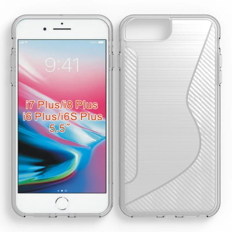 10pcs/lot.black shockproof Anti-skid S Line TPU Gel Skin Case Cover For iPhone 6 Plus/6S Plus/7 Plus/8 Plus (universal) | Мобильные
