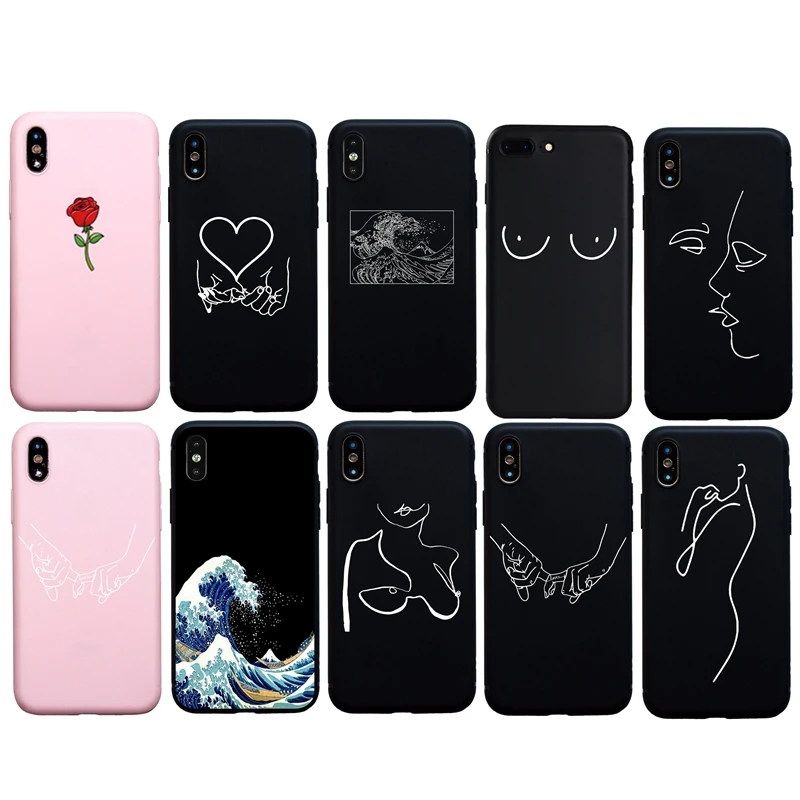 Чехол 3D Art The Great Wave off Kanagawa Couples Kiss для iPhone 7 8 Plus 6S 6 X XS Max XR 5s SE.