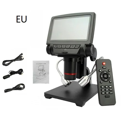 5,0 дюймов 1080 P цифровой USB HDMI/AV микроскоп с увеличение светодиодный регулируемый свет для телефон ремонт паяльник - Цвет: EU