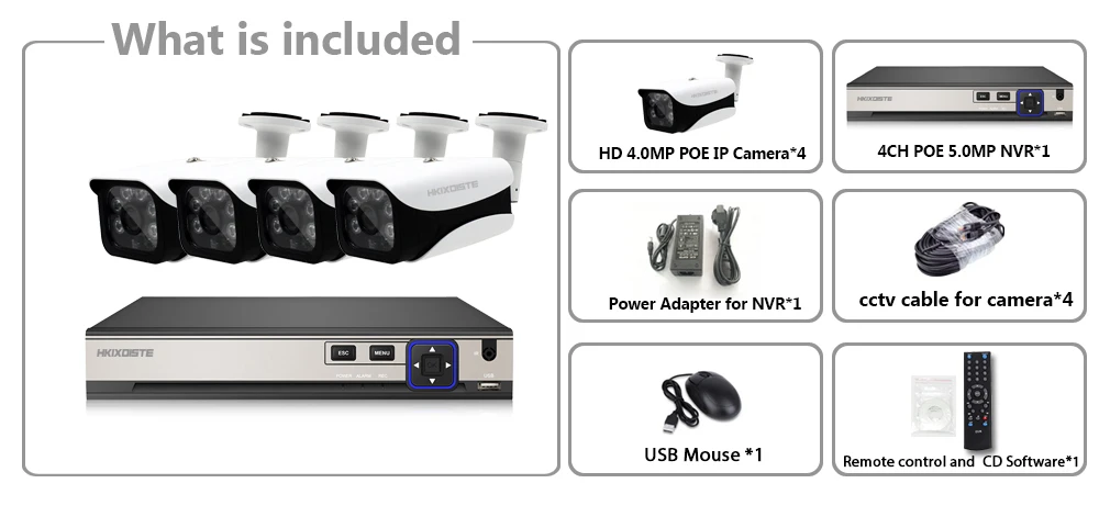 4CH 5MP CCTV камера система NVR комплект наружной безопасности 4x4 MP POE IP P2P IR CUT домашняя