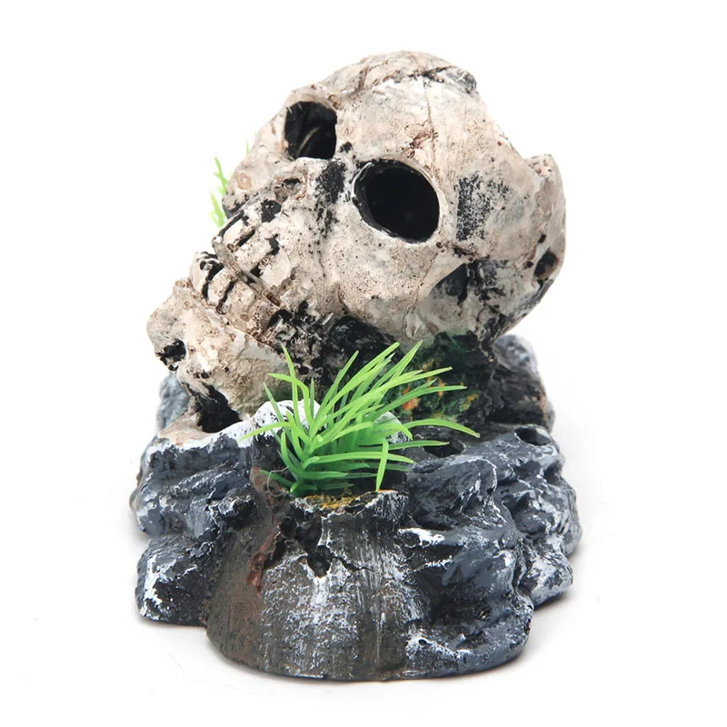 Пиратский "скелетная" Аквариум орнамент скрытие пещера с рыбами бак