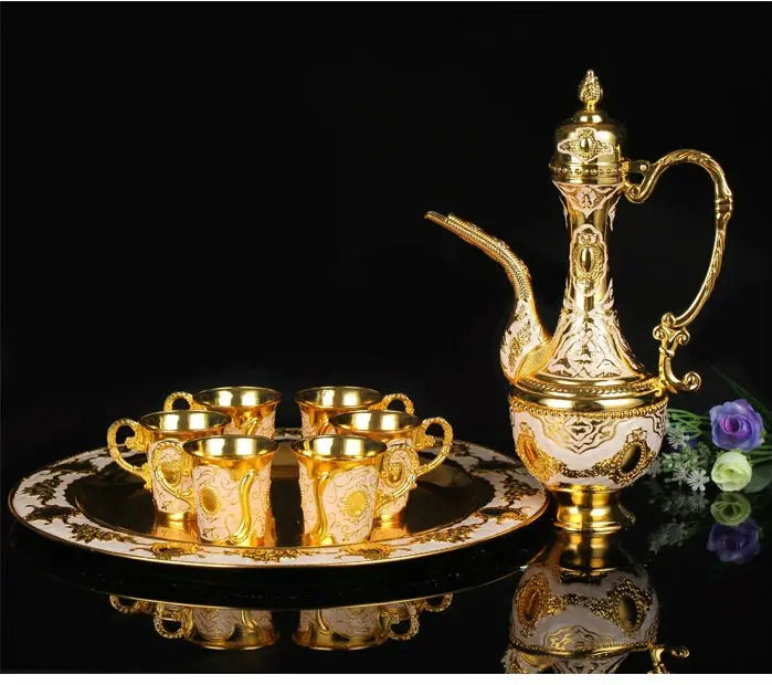 8 шт./компл. Золотой металлический винный набор в стиле ретро 1flagon6cup спиртовой