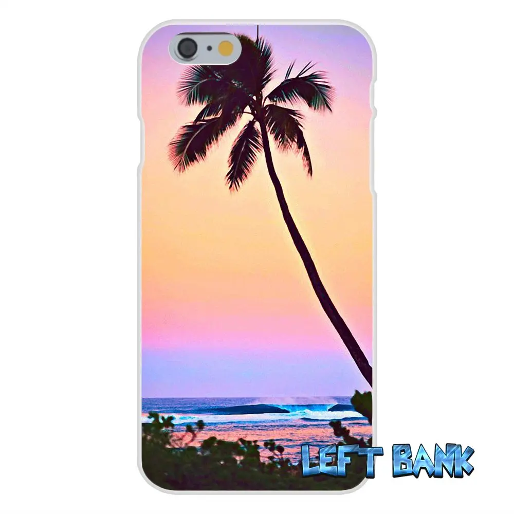 Мягкий силиконовый прозрачный чехол из ТПУ для iPhone 4 4S 5 5S 5C SE 6 6S 7 Plus Sunset on sea Palm Tree |