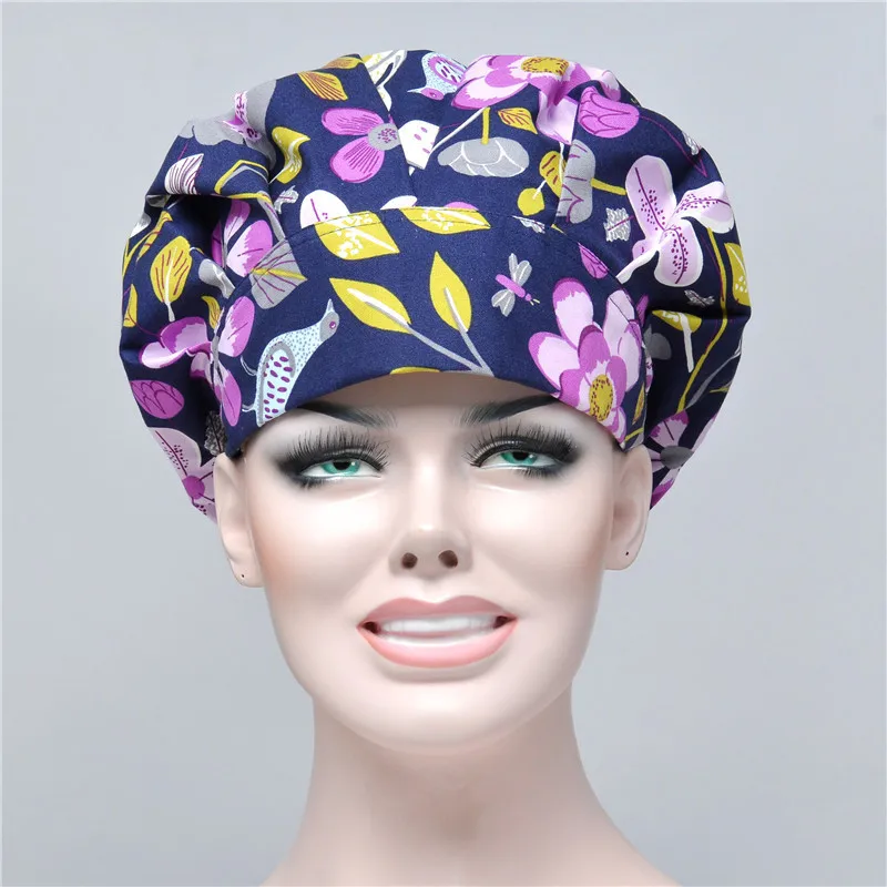 Medical Cap 4 Красочные экзотические напечатанные пушистые шляпы, кепки или шляпы для женщин, медицинская хирургическая Кепка, хлопок, зубные рабочие шляпы - Цвет: Medical Cap 4