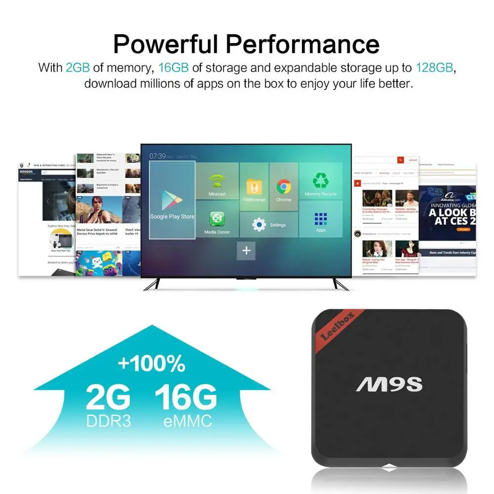 Leelbox M9S Android ТВ-бокс 6 0 Smart tv BOX 2 Гб 16 Amlogic S812 четырехъядерный 4 ГГц WiFi телеприставка