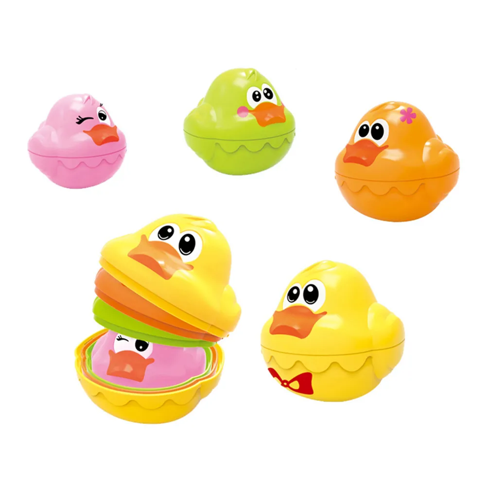 duck 6 шт. Осьминог утка Медведь пирамида из чашек ванная комната водные игры образовательные игрушки для детей деятельности набор игрушек для ванной - Цвет: duck