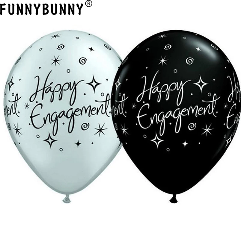 FUNNYBUNNY 10 шт 13 дюймов счастливые помолвки элегантные блестящие черные и серебряные