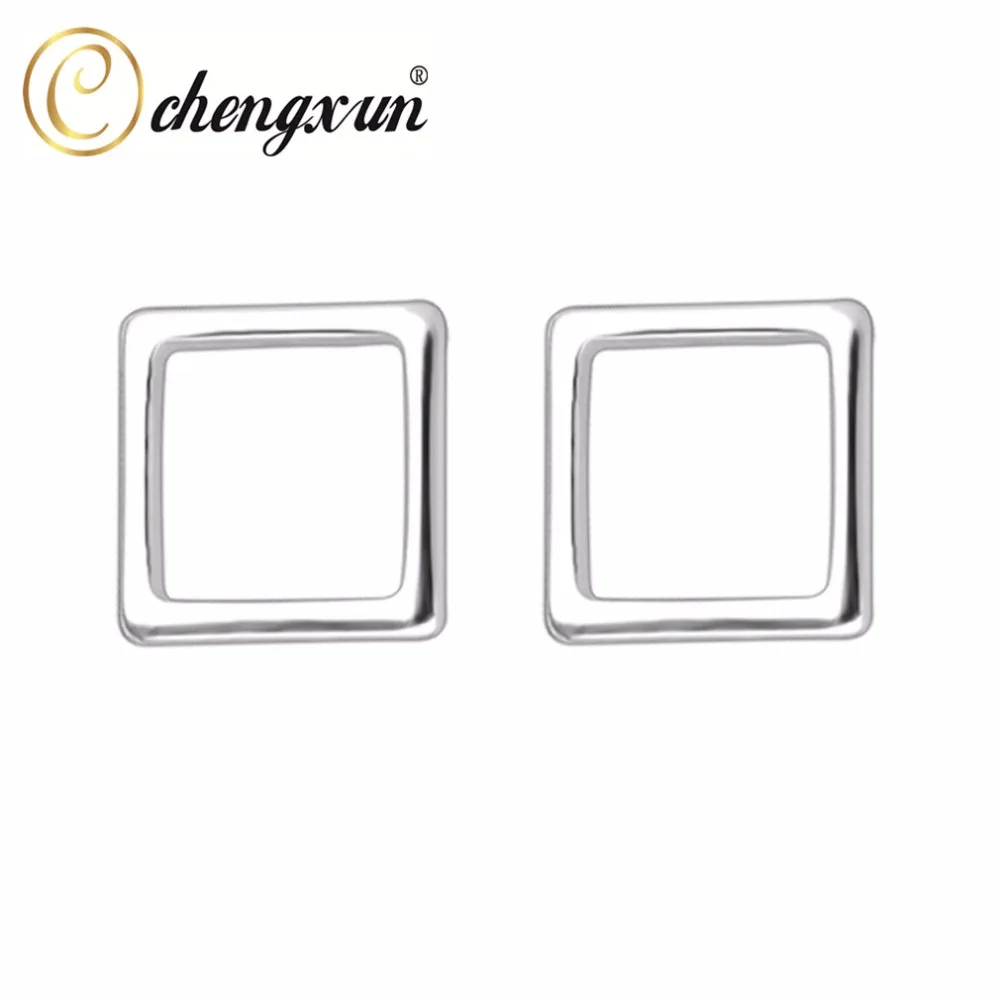 CHENGXUN Новое поступление модные Silve серьги полая геометрические стержня для Для