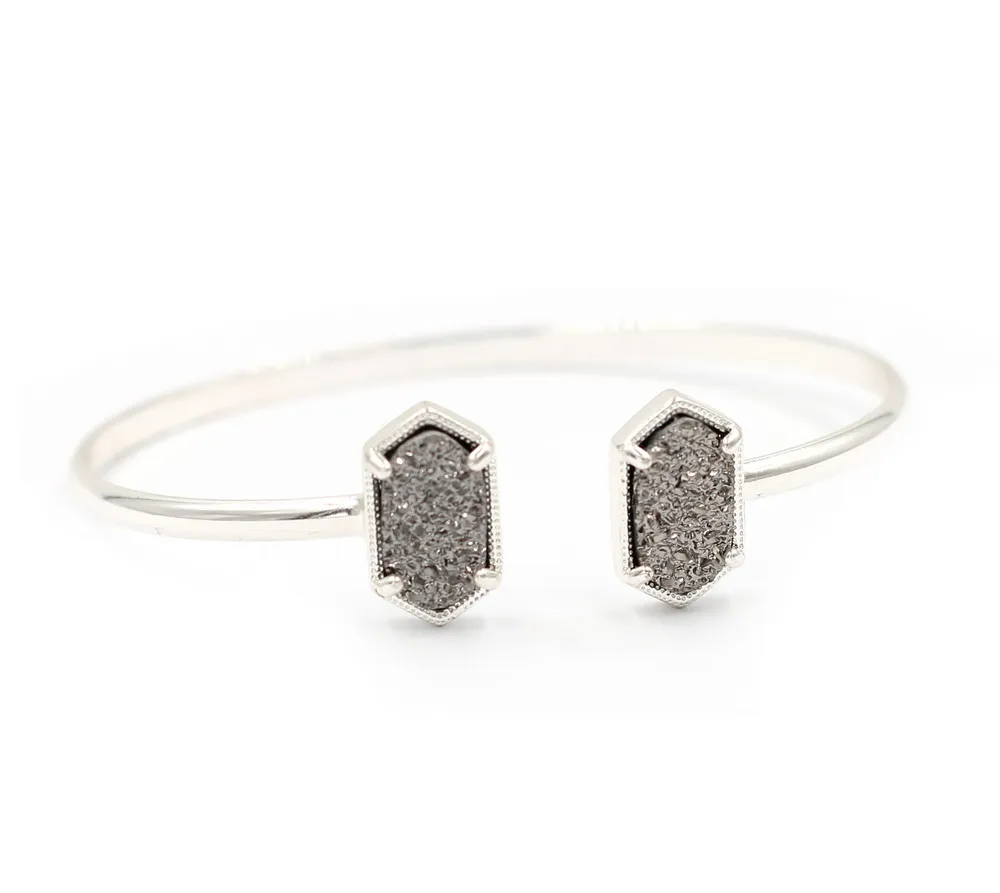 Silver light gray Новинка! Медные маленькие овальные браслеты из полимера, Druzy браслеты с мраморным камнем - Окраска металла: Silver light gray