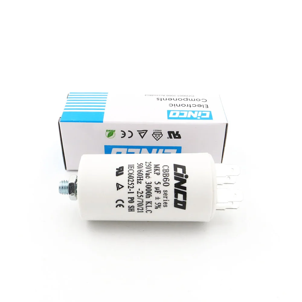 5MFD 250VAC CBB60 мотор рабочие конденсаторы 4pin SH DB полипропиленовая пленка Ac 250 V 220 V Водяной насос Электрический Capasitor двигатель 5 мкФ 5mf