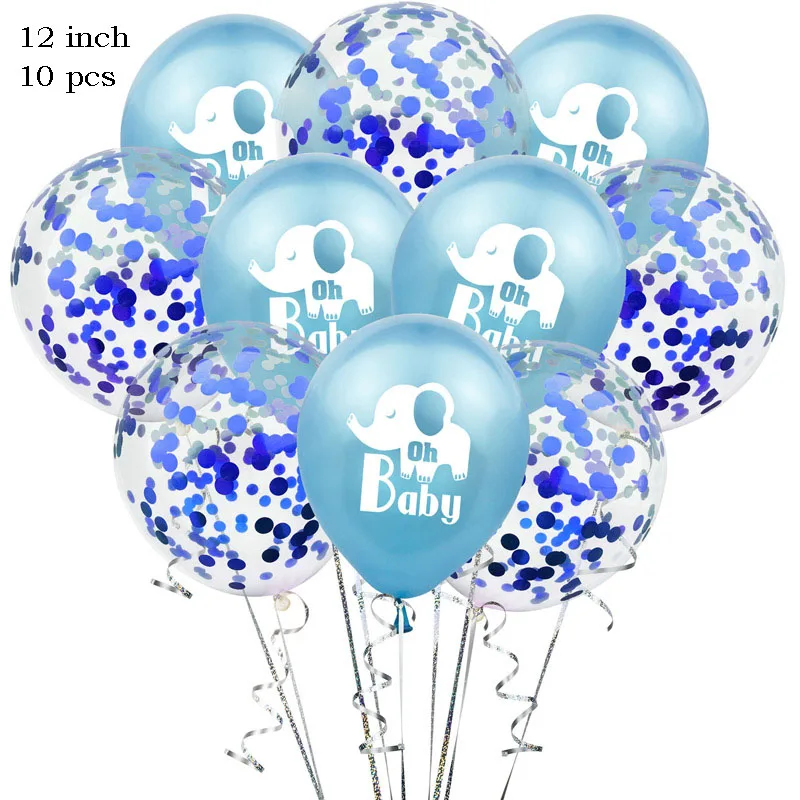 Leeiu Happy Birthday Oh Baby Elephant Balloons Baby Shower Silver Confetti Ballons Birthday Decoration Jungle Party Supplies