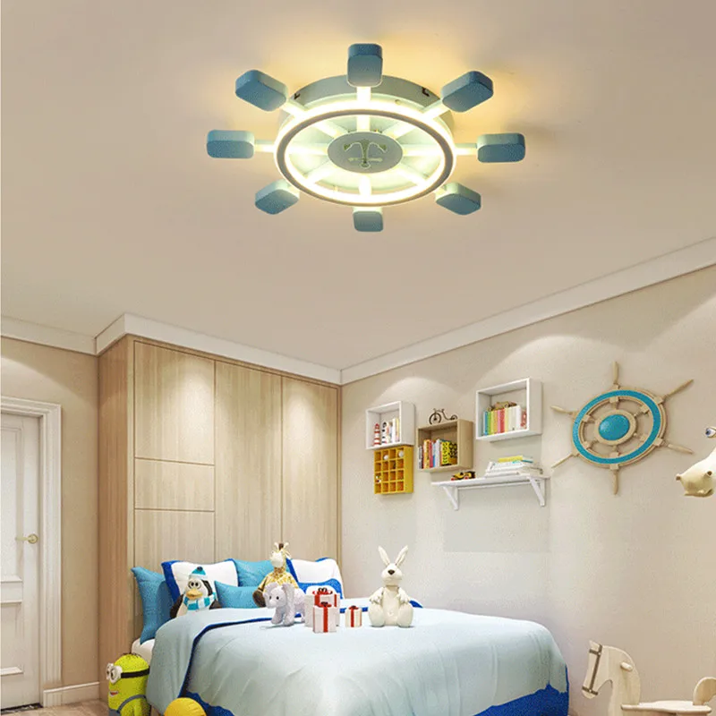 Светодиодная потолочная лампа seaman Home deco круглая синяя для мальчиков и девочек